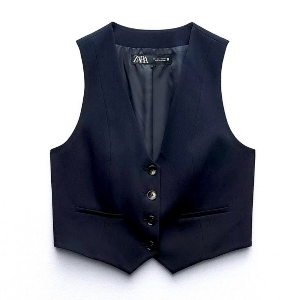 Zara Dark Blue Tailored Vest
